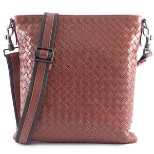 BOTTEGA VENETA Brown Leather Intrecciato Shoulder Bag